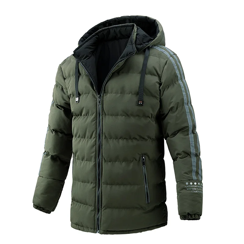 Men Clothing Woodproof Jacket Autumn and Winter New Hooded Coat Thickened Young Men Wearing Cotton Padded Clothes on Both Sides