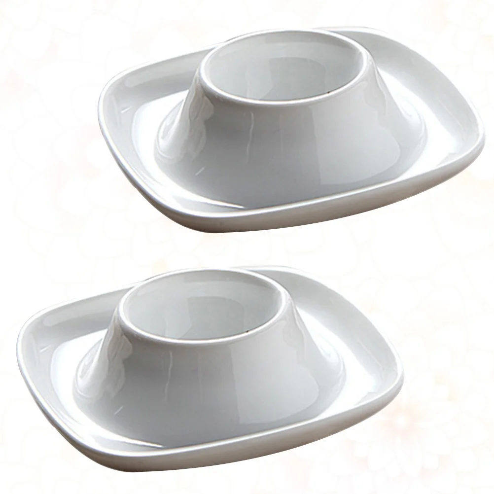 

2pcs Ceramic Egg Cup Simple Breakfast Egg Holder Practical Egg Stand Egg Rack Home Restaurant (White)