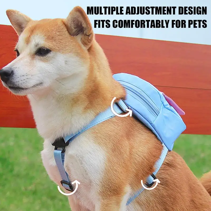 

Fashion Pet Dog Schoolbag With Harness Collar Pet Snack Bag For Small Large Dog Outdoor Travel Multipurpose Supplies Accessories