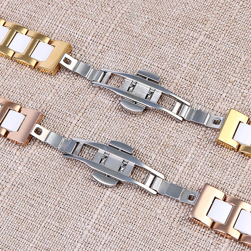 Браслет керамический женский из нержавеющей стали с застежкой-бабочкой 20 мм