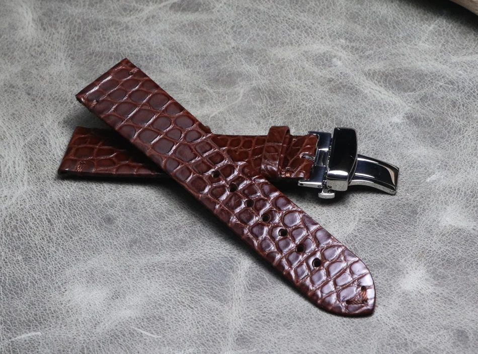 18 19 20 21 22mm High-end Handmade Soft Ultra-thin watchband strap black brown Crocodile skin Men women Casual watch band Belt