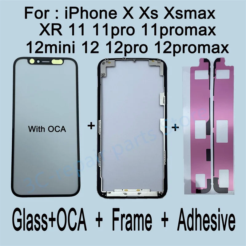 1 компл. Внешнее стекло для переднего экрана OCA рамка ободок iPhone x XS Max Xr 11 Pro 12 mini