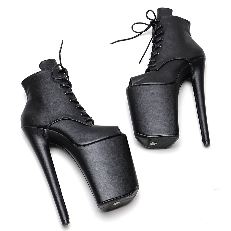 Leecabe  23CM/9inches matte upper  Ankle Boots Sexy Fetish Stripper Shoes Women Pole Dance Models Catwalk Show High Heels 2B