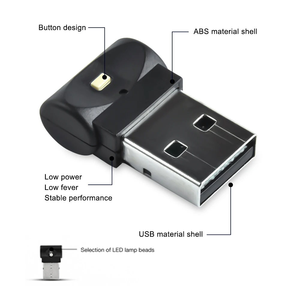 Мини-USB светодиодный автомобильный светильник интерьерный атмосферный