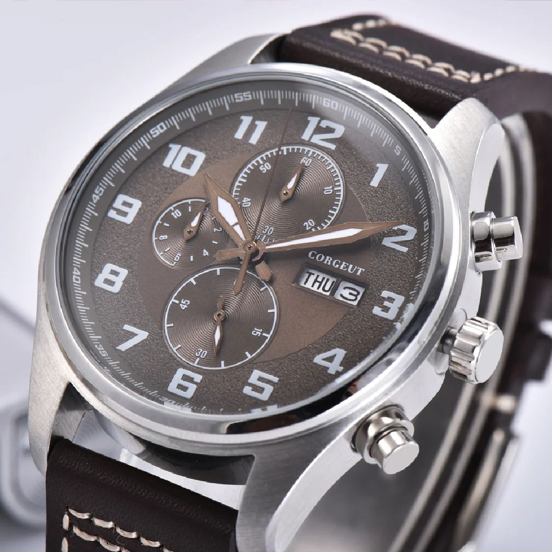 

Corgeut 41mm Top Brand Luxury Men's Watch Clock Male Chronograph Watches 30m Waterproof Men Quartz Wrist Watch Relogio Masculino