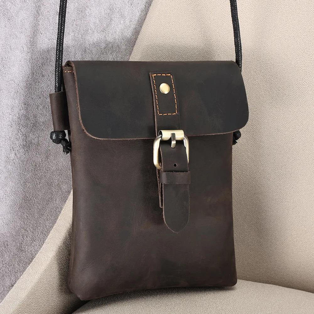 Men's Genuine Leather Shoulder Bag Man Messenger Bag for Phone Pouch Cigarette Case Leather Fashion Male Crossbody Bags Handbags
