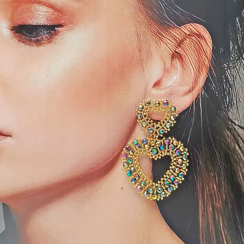 Ослепительные оригинальные серьги в форме сердца из сплава