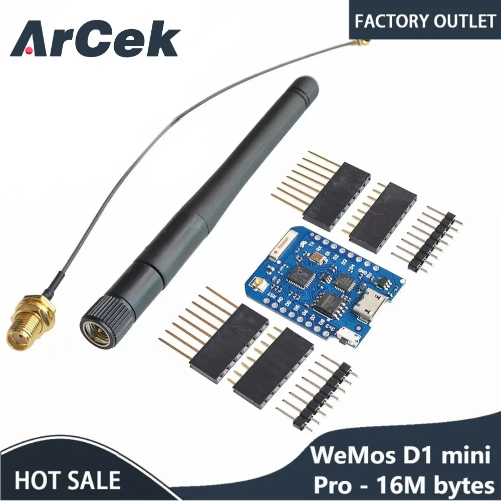 1 шт. WeMos D1 Mini Pro - 16M байт внешний антенный разъем ESP8266 WIFI + бесплатная антенна