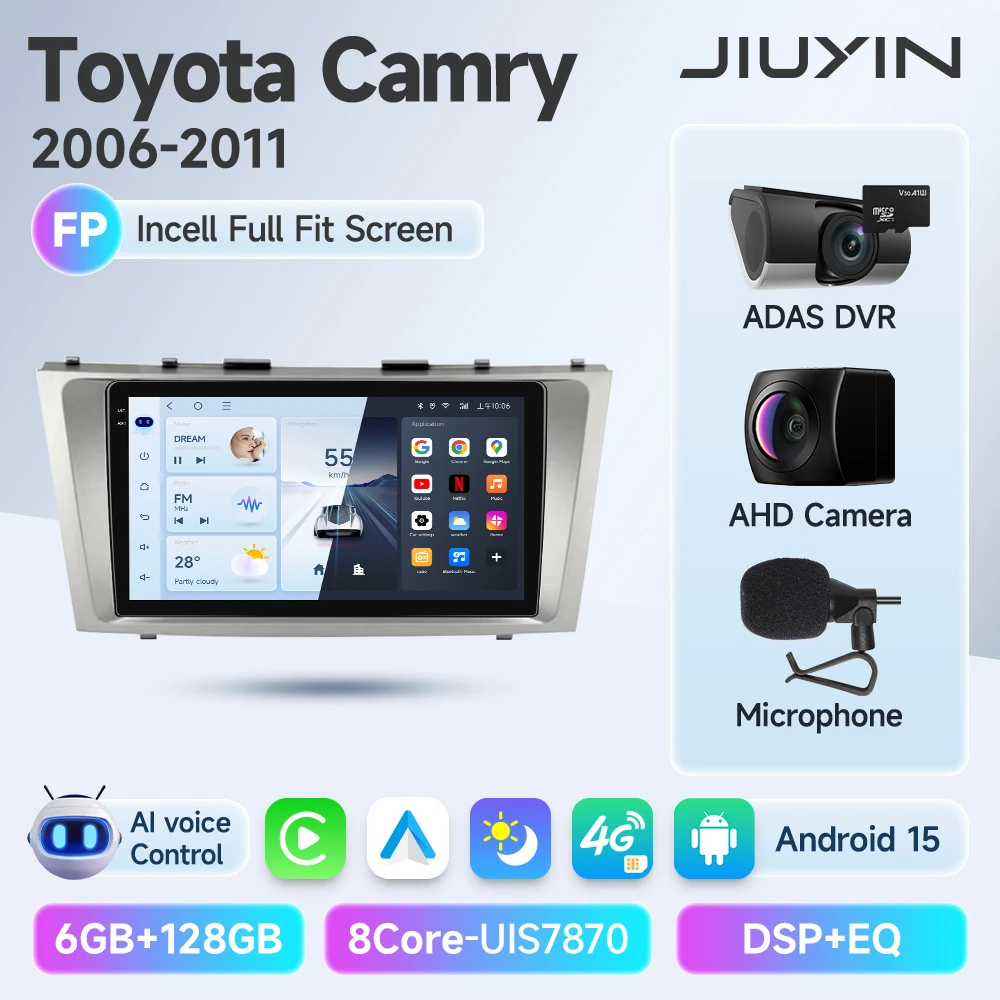 

Автомобильный радиоприемник Android 15, мультимедийный видеоплеер для Toyota Camry 7 XV 40 50 2006-2011, навигация, GPS, 4G Carplay, авто головное устройство