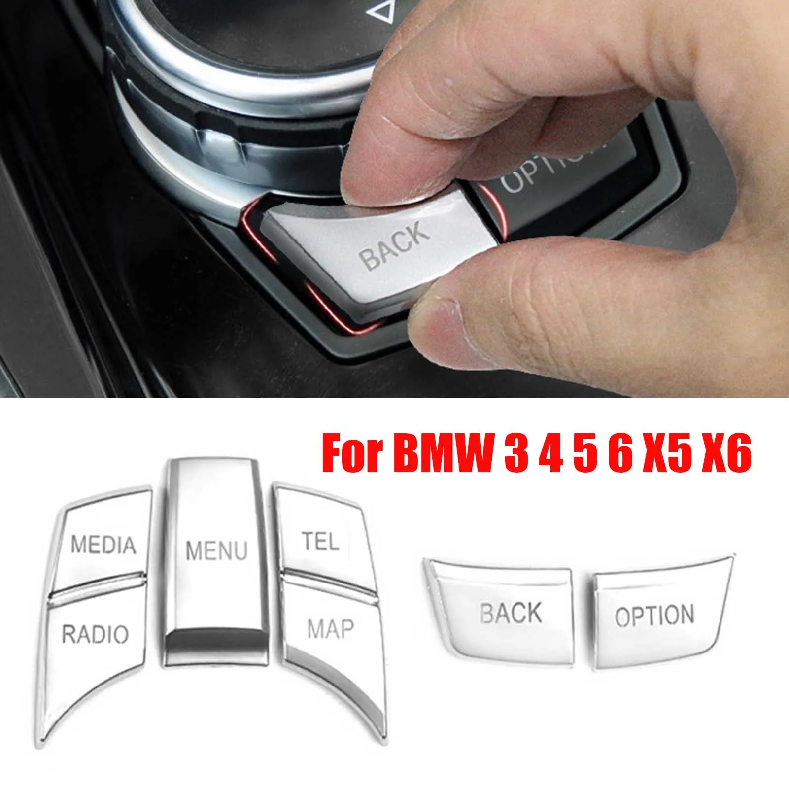 

Center Console Multimedia switch Buttons Cover Stickers Trim Interior Auto Accessories For BMW 3 4 5 6 X5 X6 Series iDRIVE