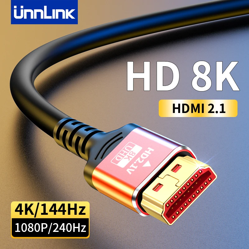 Кабель Unnlink 8K HDMI для ТВ-приставки Xiaomi PS5, высокоскоростной сертифицированный кабель 8K @ 60 Гц HDMI 2,1, кабель 48 Гбит/с eARC Dolby Vision