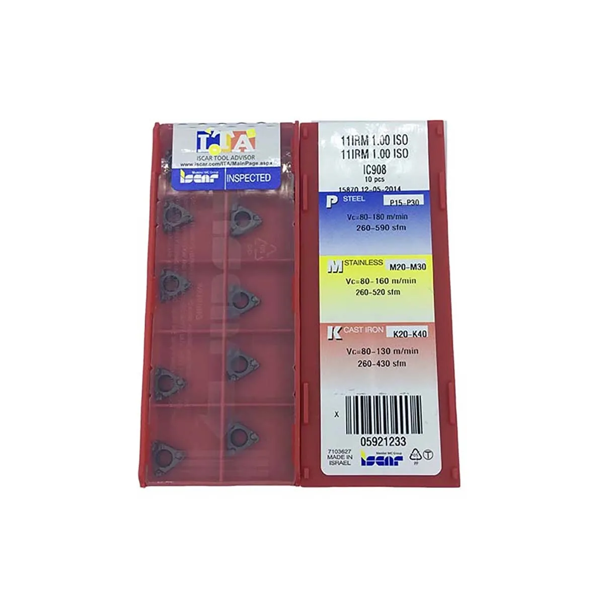 

ISCAR 100% Original 11IRM 1.50 2.00 3.00 1.75 1.25 ISO IC908 Threading Turning Carbide Inserts Blades Theading Insert