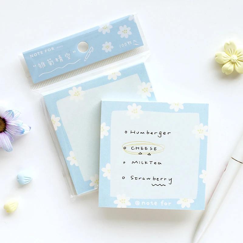 

100 Sheets Tulip Note Paper Simple Style Plaid Message Memo Pad Kawaii Stationery Notepad Office Leave Message Office Supplies