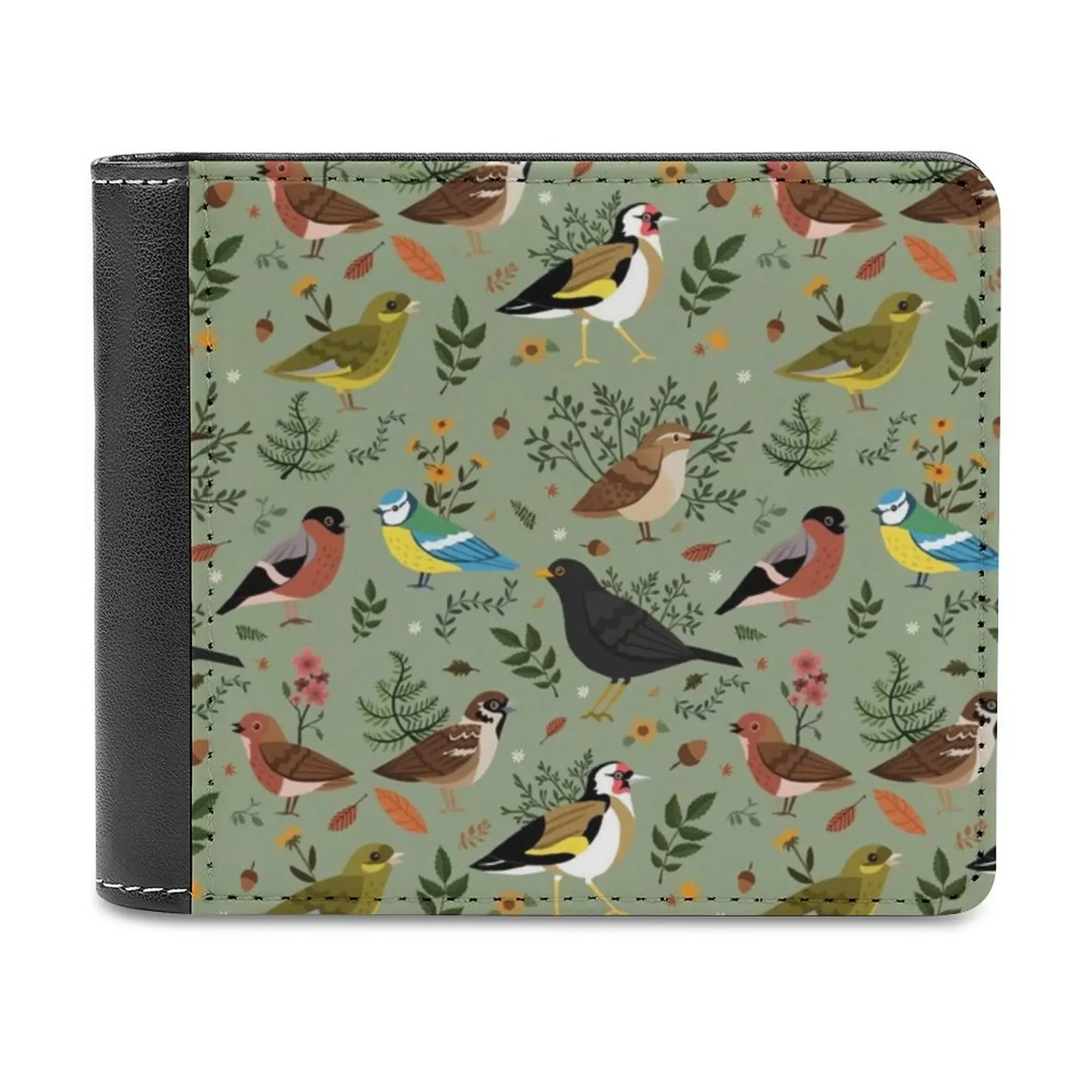 

Модный кошелек для кредитных карт с птицами в саду, кожаные кошельки, персонализированные кошельки для мужчин и женщин, кошелек с птицами, природой, милыми животными