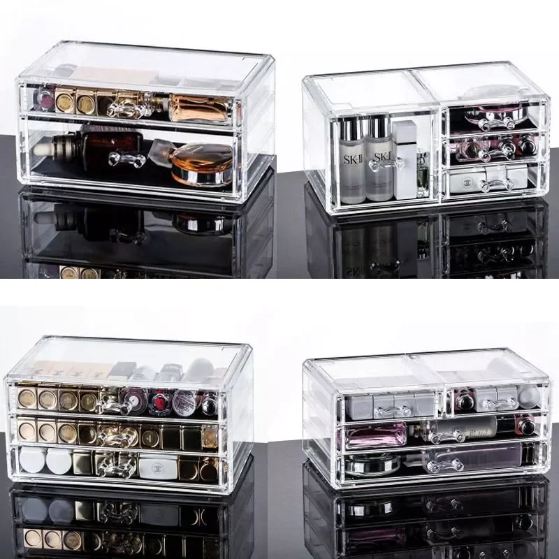 

NEW Drawer Makeup Organizer Cosmetics Storage Box Organizador Maquillaje Transparent Plastic Box Lipstick Jewelry Display Stand