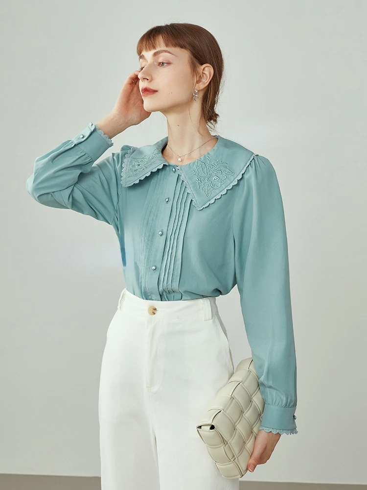 Женские рубашки FSLE французская винтажная Однотонная рубашка с длинными рукавами