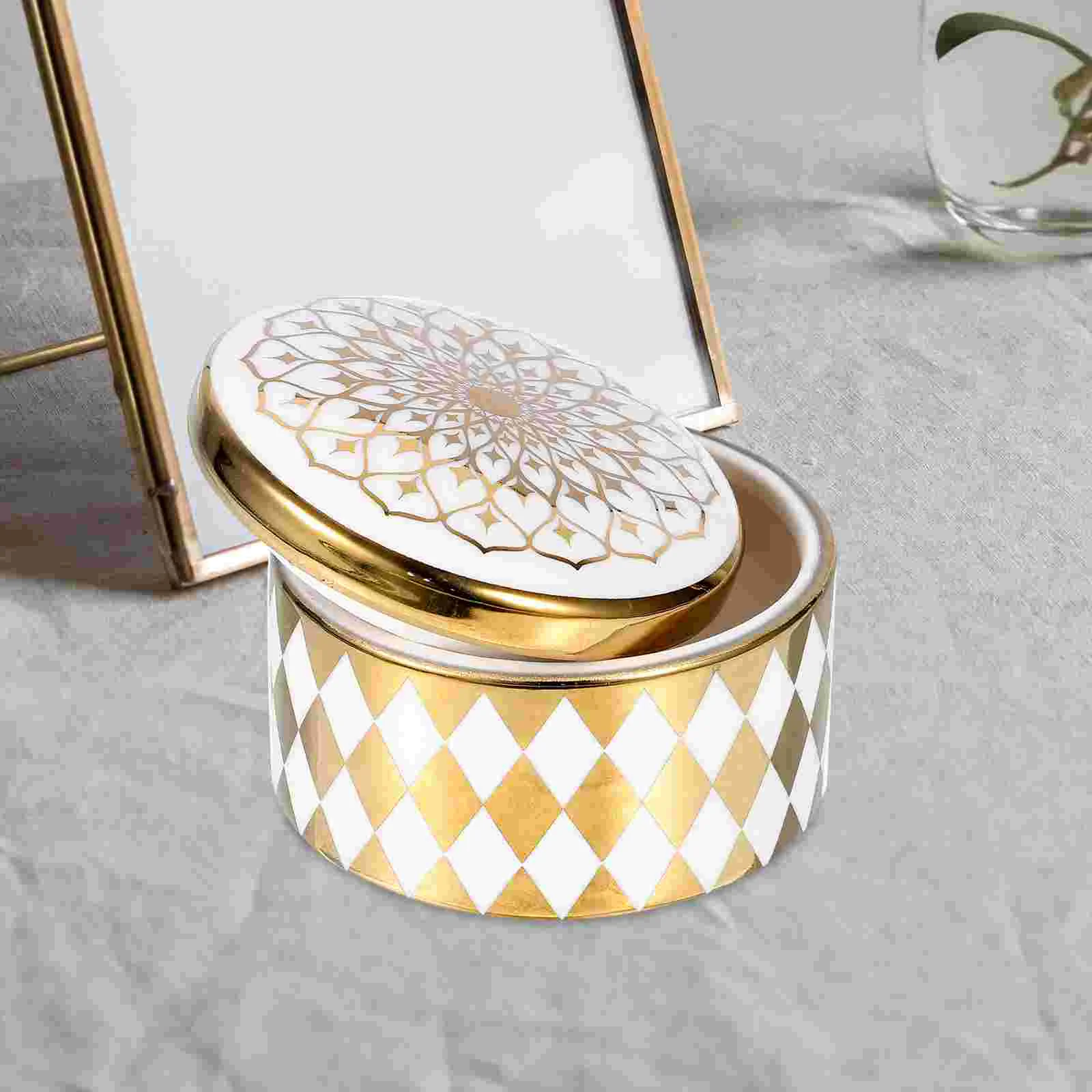 

Jewelry Case Necklace Holder Trinket Storage Box Container White Porcelain Earring Decorative