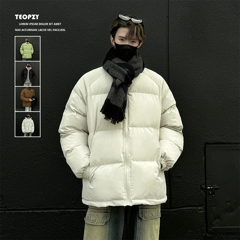 Куртка мужская зимняя однотонная модная теплая плотная уличная одежда Корейская