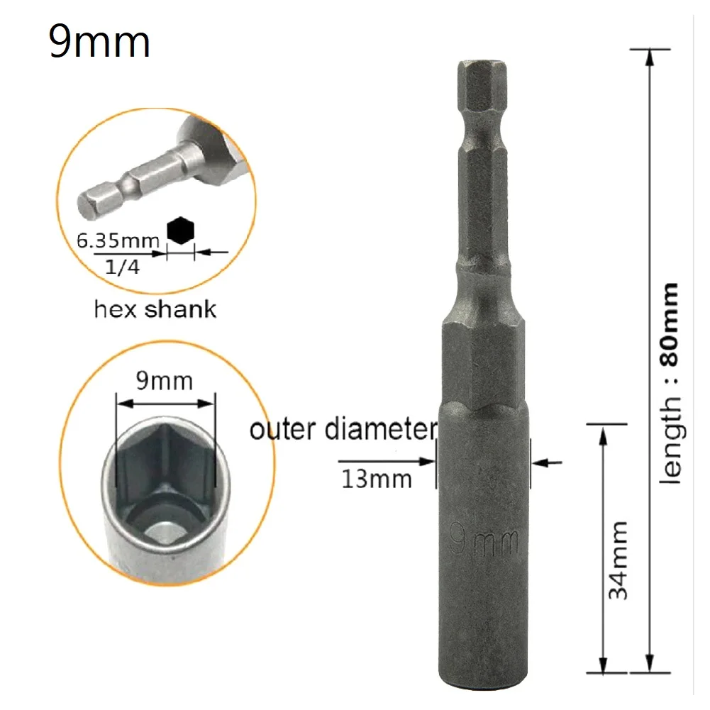 1/4\\\" Hex Nut Driver Sockets Chrome Vanadium Steel HRC60 Strong Core 1/4\" Drive Magnetic Socket Drill Bits
