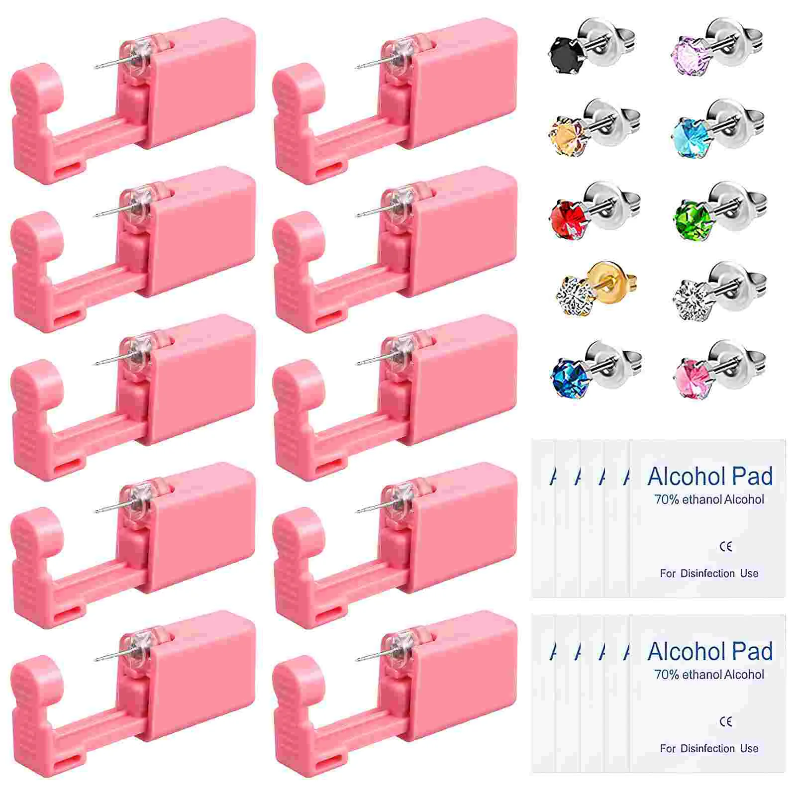 

10 Pcs Sterile Ear Piercer Self Kit Disposable Stud Tool Puncture Hole Ears Device Stainless Steel Earrings