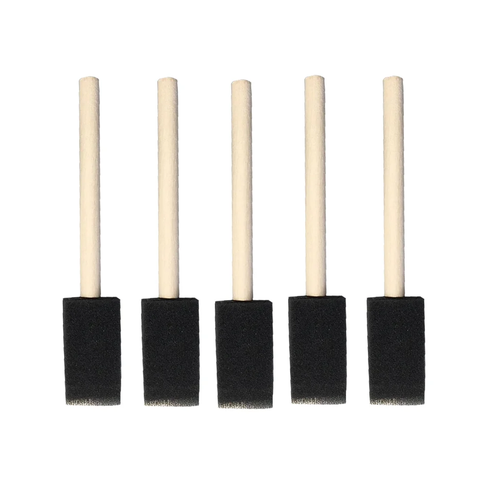 

25 Pcs 1 Inch Sponge Wood Handle Brush Set Lightweight Durable and Used for Acrylics Stains Varnishes Crafts