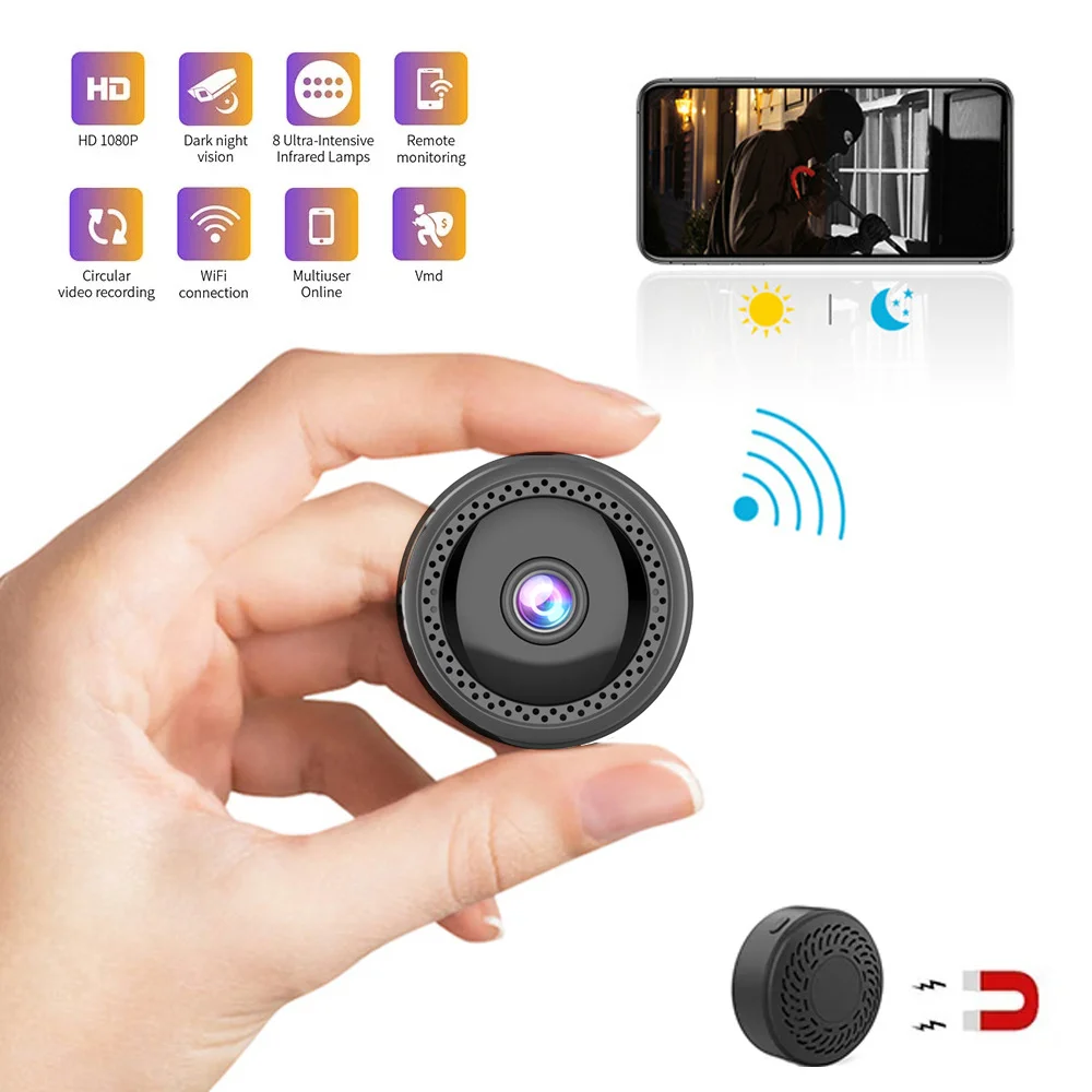 

1080P HD Wifi Mini Camera Video Gizli Kamera CCTV IP Cam Remote Night Vision Motion Sensor Magnetic Body Microcamera Camcorder