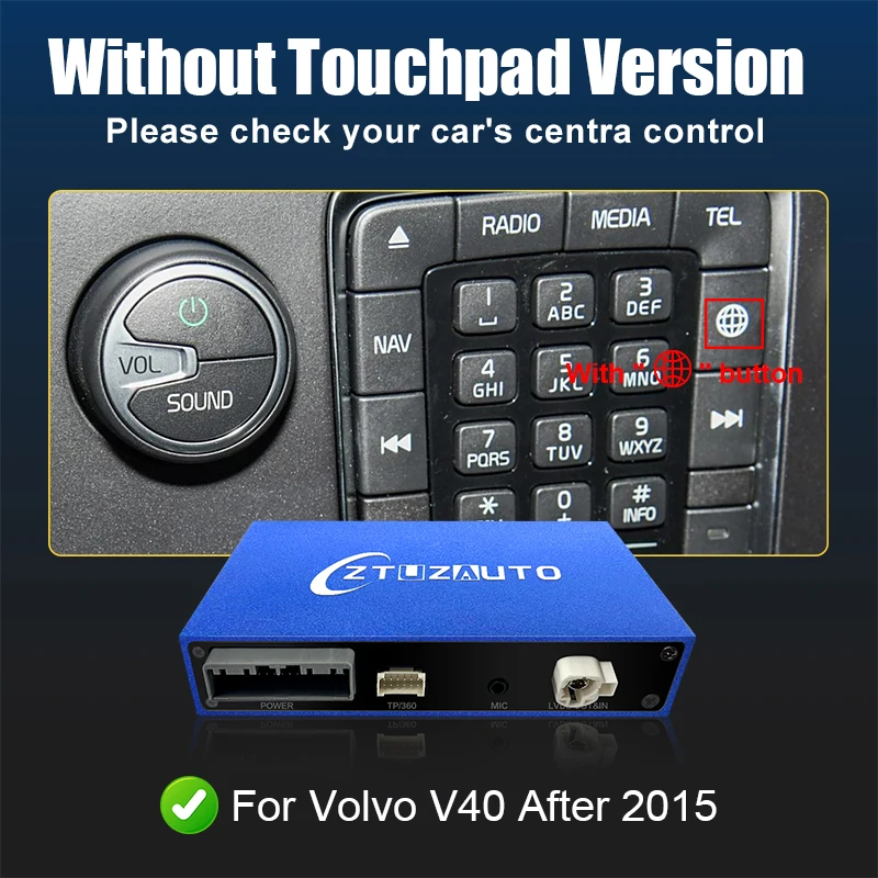 

Беспроводной CarPlay для Volvo V40 2015-2019 7-дюймовый экран Android Auto Интерфейс Mirror Link AirPlay Car Play Поддержка камеры заднего вида