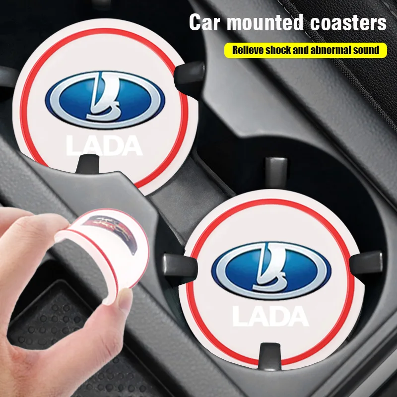

Car Coasters PVC Transparent Anti Slip Cup Mats for Lada 2105 Vesta Kalina Xray Cross Niva 4x4 Parachoque Priora 210 Accessories