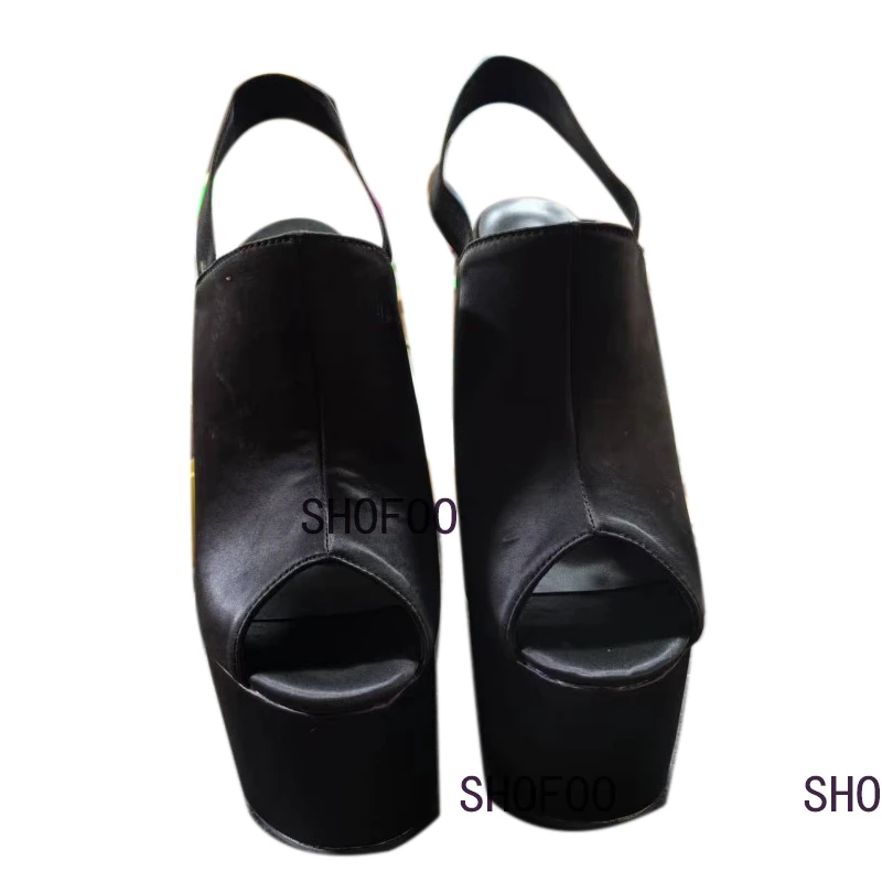 SHOFOO обувь Модные женские босоножки на высоком каблуке. Босоножки танкетке