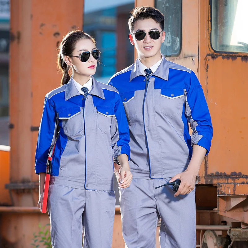 

Worker clothing workwear clothes set male/female workmen Factory uniform Work clothes Long-sleeved overalls suit male free ship