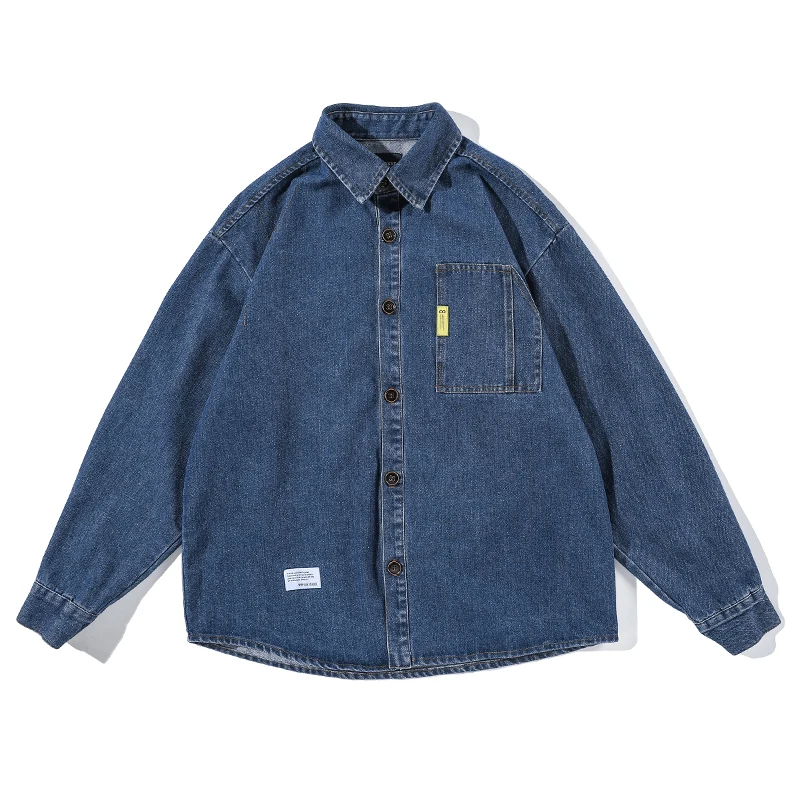 2022 Japanese Streetwear High Quality Denim Shirt Korean Workwear Coats Men Clothing Couple Long Sleeve Top Harajuku Clothes