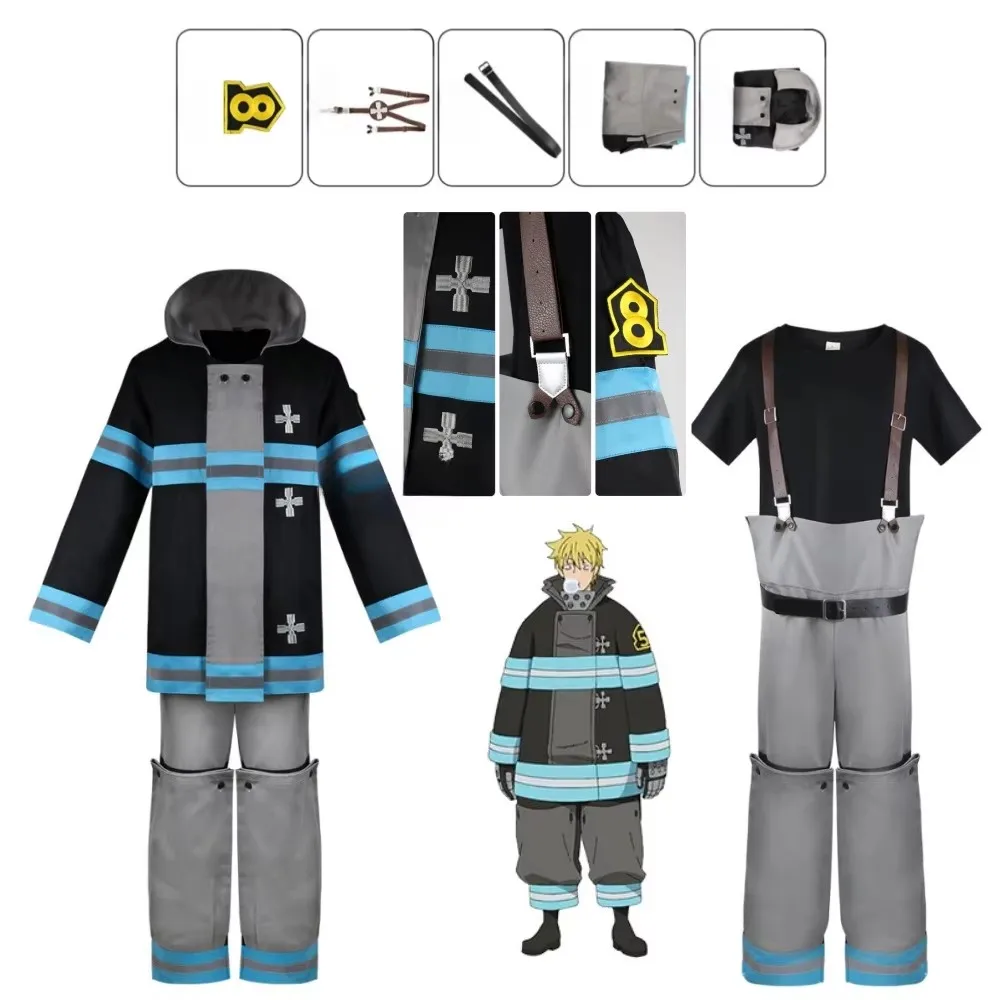 Shinra Kusakabe Costume Coat Pants Jackets Fire Force Cosplay Enen no Shouboutai Brigade Asa Boiru Uniform Men Boy