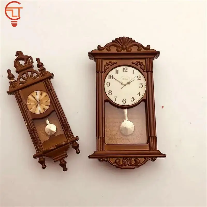 1:12 Dollhouse Miniature Retro Wall Clock Play Doll House Miniatura Small Home Decor Accessories Toy Pretend Play Furniture Toy 