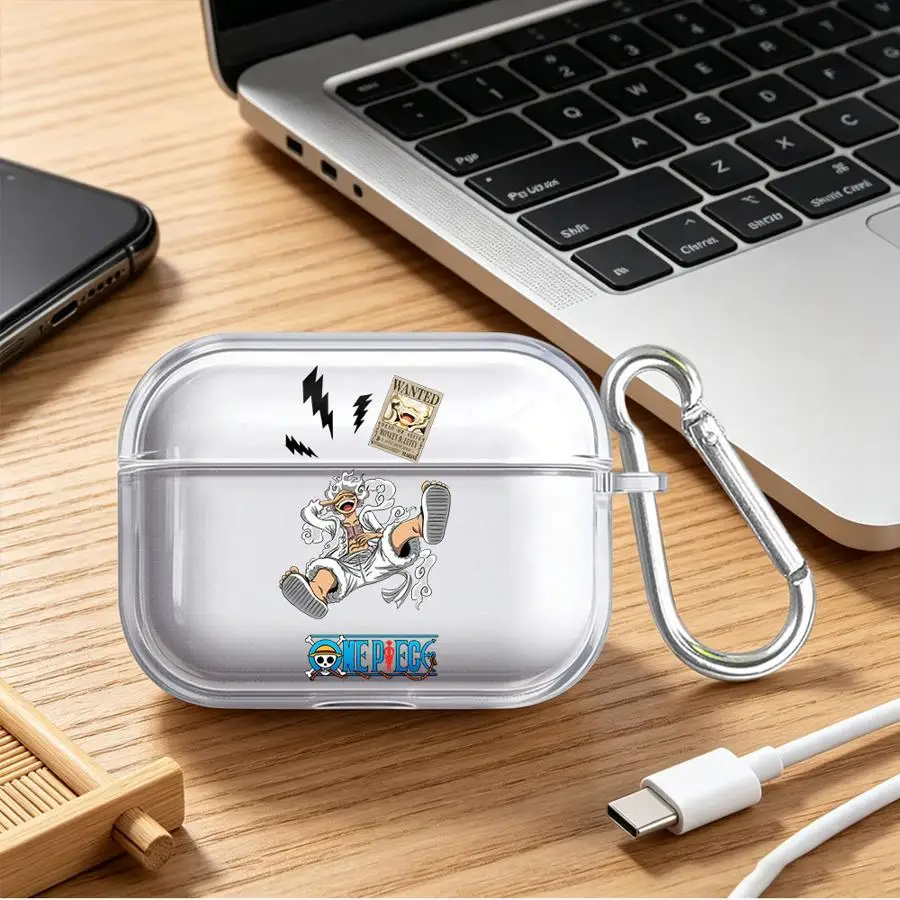 Фото Чехол для Airpods 2 Pro3 Pro2 4 3 1 Pro, прозрачные чехлы для наушников, чехол в стиле аниме One-Pieces Luffys №2