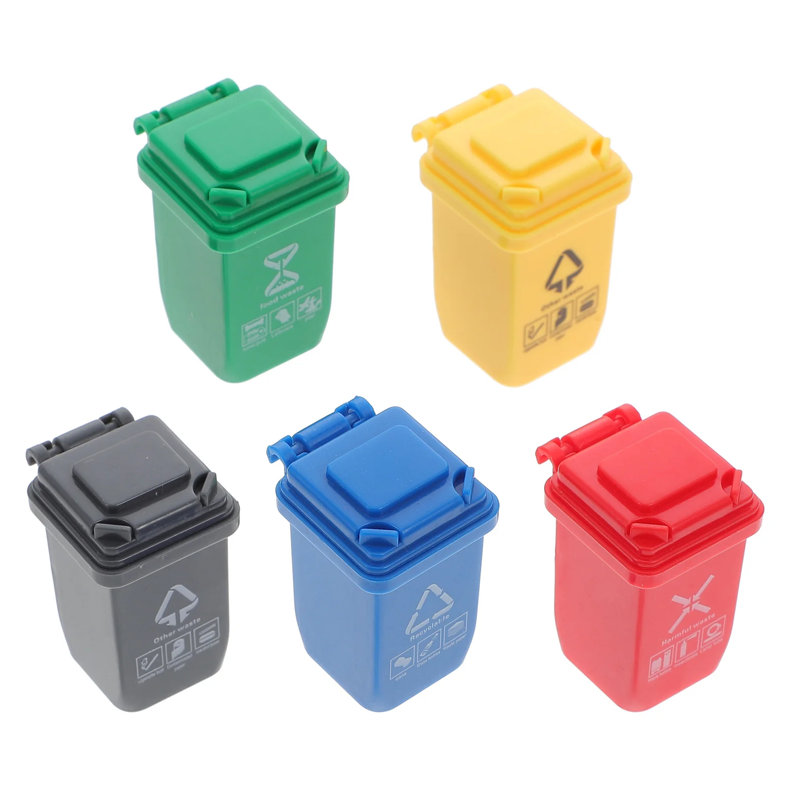 

Curbside Trash Can: 5pcs House Trash Can Push Vehicles Garbage Cans Trash Bin Garbage Classification Toys for Kids Toddlers