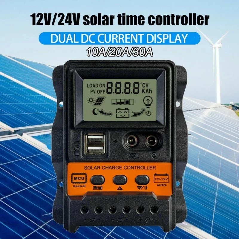 

MPPT Solar Charge Controller 12V 24V 10A 20A 30A Solar Controller Solar Panel Battery Regulator Dual USB 5V LCD Display