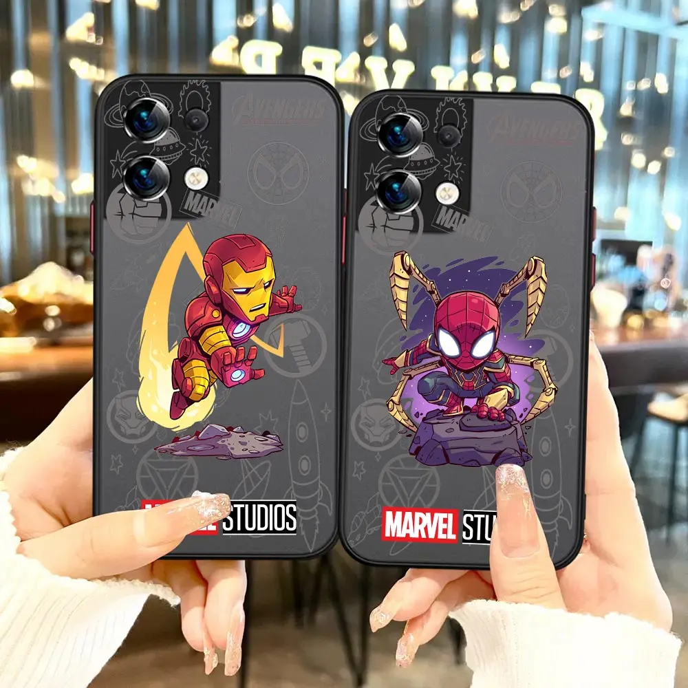 

Marvel Hero Spider Man Cartoon Matte Phone Case For OPPO Reno 8 7 7Z 6Z 6 5 4 4SE 3 2 2F 2 Z Pro Plus 5G 4G Black Cover Funda