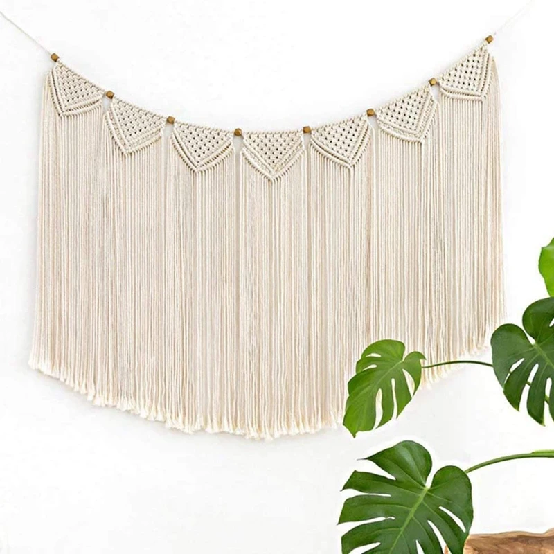 

Макраме плетеная настенная бахрома, ручная работа плетеная искусственная, богемный декор стен, гобелен и дверная занавеска
