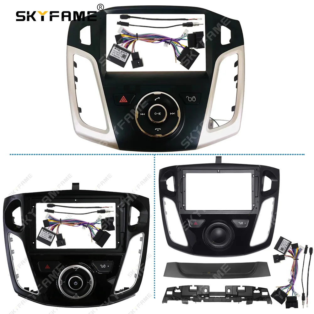 SKYFAME-Adaptador de marco de Fascia para coche, caja Canbus, Kit de tablero de Radio Android, instalación embellecedor de bisel, Canbus, para Ford Focus MK3