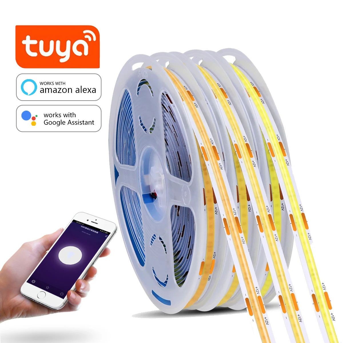 

Smart COB WIFI LED Strip Light Tuya Remote Control Tira led lamp Work With Alexa Google Home Kitchen Background Lighting