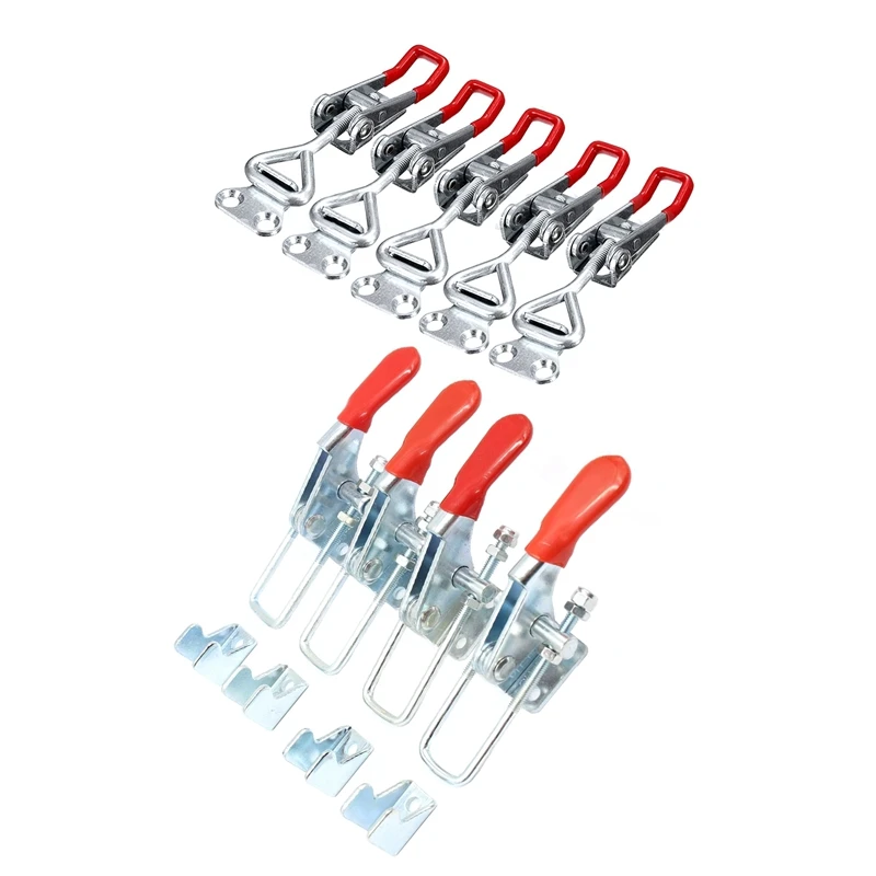 

Лидер продаж, 9 шт., рычажный зажим: 5 шт., регулируемый рычажный зажим, ручная защелка 100 кг/фунтов, удерживающая емкость и 4 шт. рычажный зажим ...