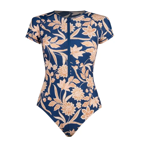 SEASELFIE Rashguard слитный купальник с коротким рукавом для женщин сексуальный Монокини с молнией спереди купальник 2023 пляжный купальный костюм