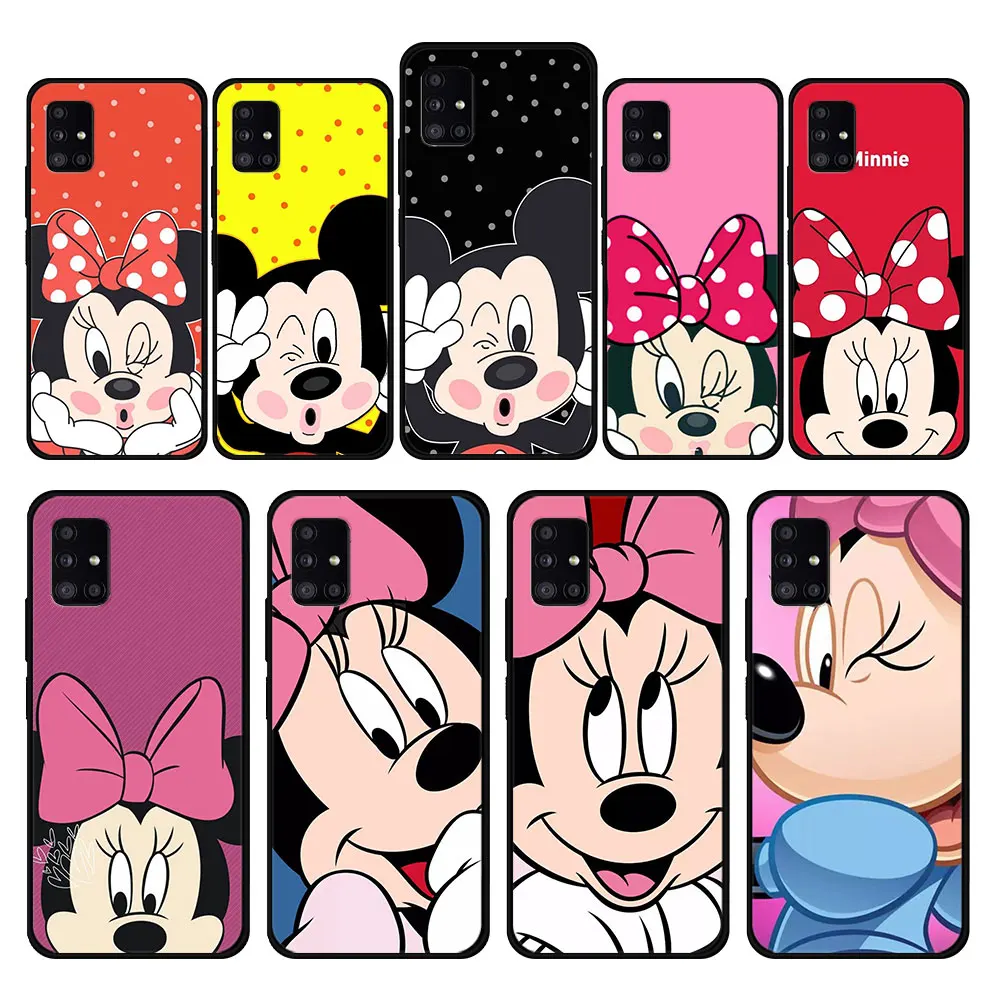 

For Samsung Galaxy A02s A51 A71 A31 A41 A72 A32 4G A21s A52 A12 A22 A03s A53 Phone Cover Funda Pink bow Minnie Mouse Mickey