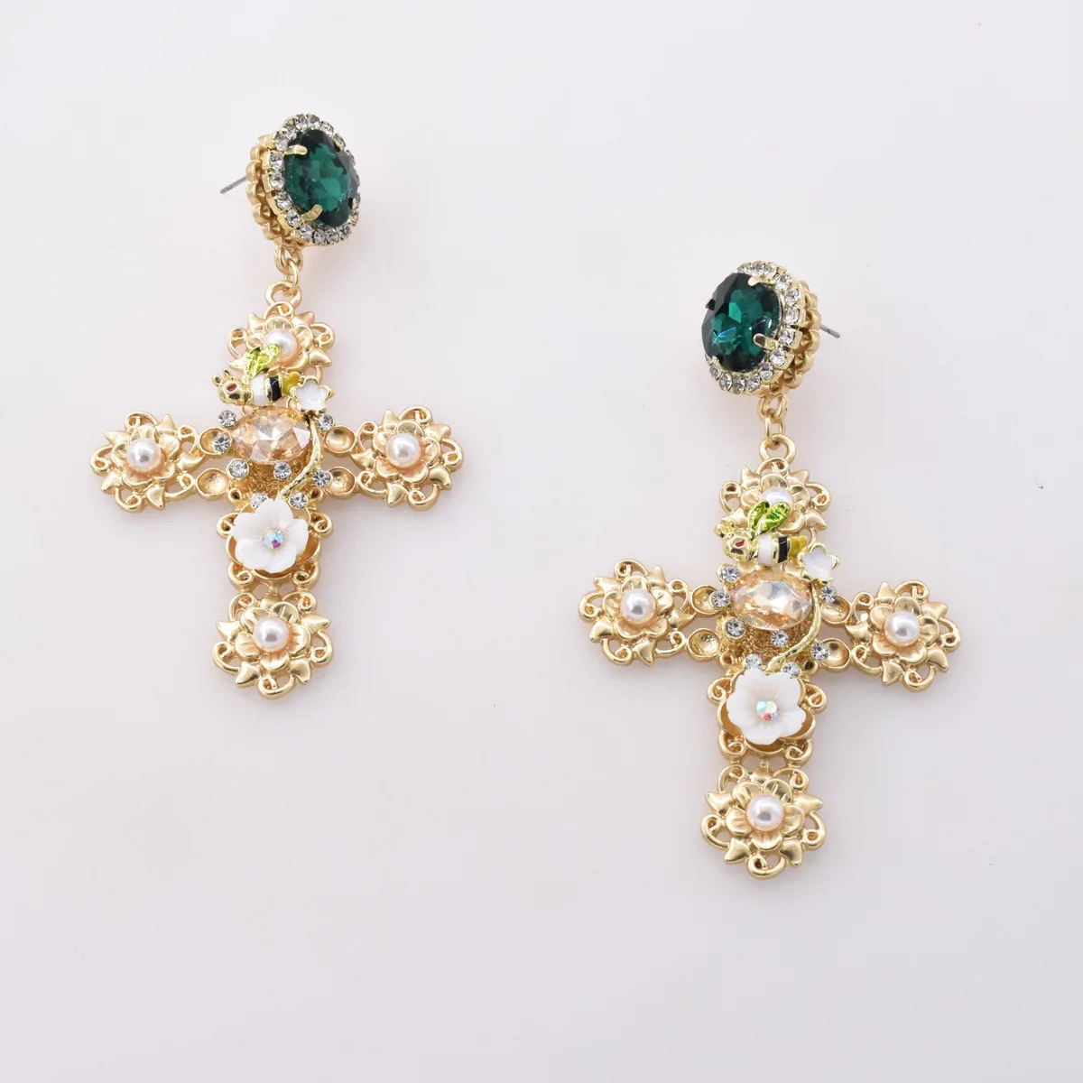 

Серьги XIBOSS в стиле ретро с крестом, женские яркие серьги в виде белых фарфоровых цветов в стиле знаменитостей, новые модные украшения в стил...