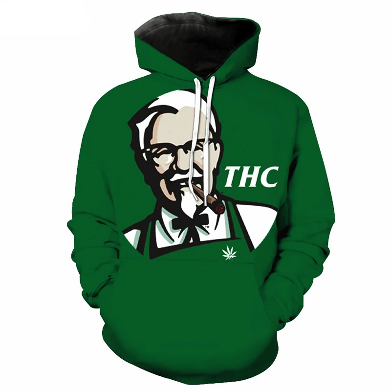 

Male 3D Printing Kentucky Fried Chicken Pattern Hoodies For Men Personalization Element Style Large Size Loose Sweatshirts Tops