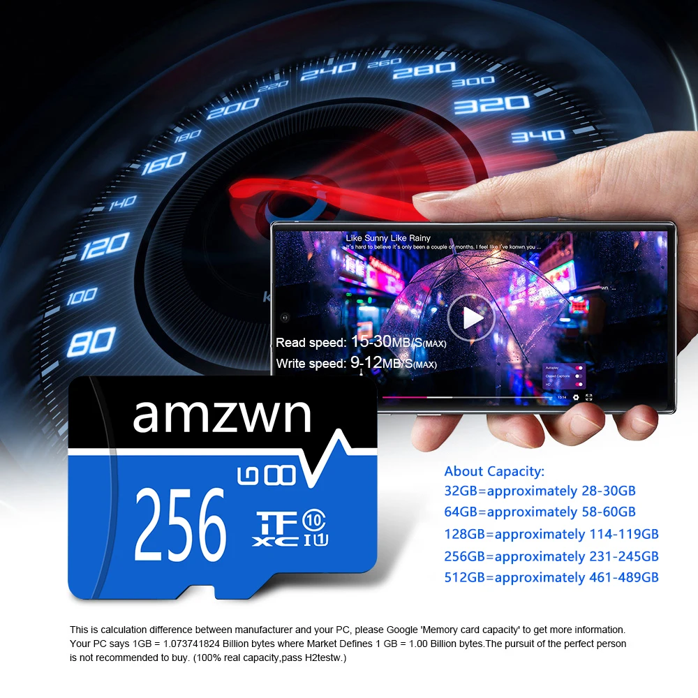 

Micro SD Card,Memory Card 256GB micro SDHC, UI, A1 C10, Expanded Storage for Android Smartphones, Tablets, video card，Flash dish