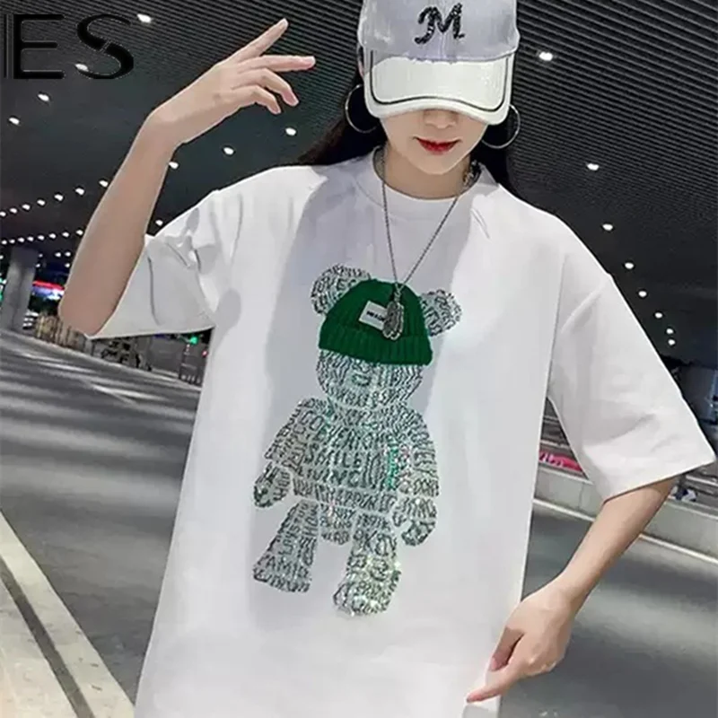 

Коллекция 2022 года, популярная Яркая футболка EtamHeavy industry с коротким рукавом, средней длины, 2022, Свободный Белый Топ