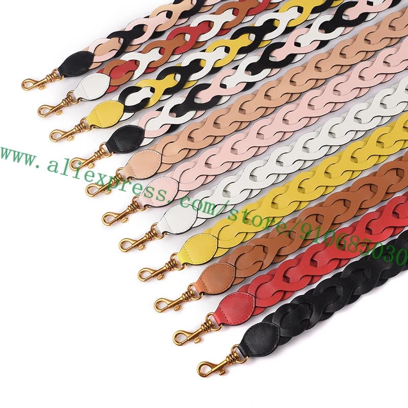 Top Quality Genuine Calfskin Bag Strap For Lady Handbag Women Shoulder Carrying Belt Wavy Twisted