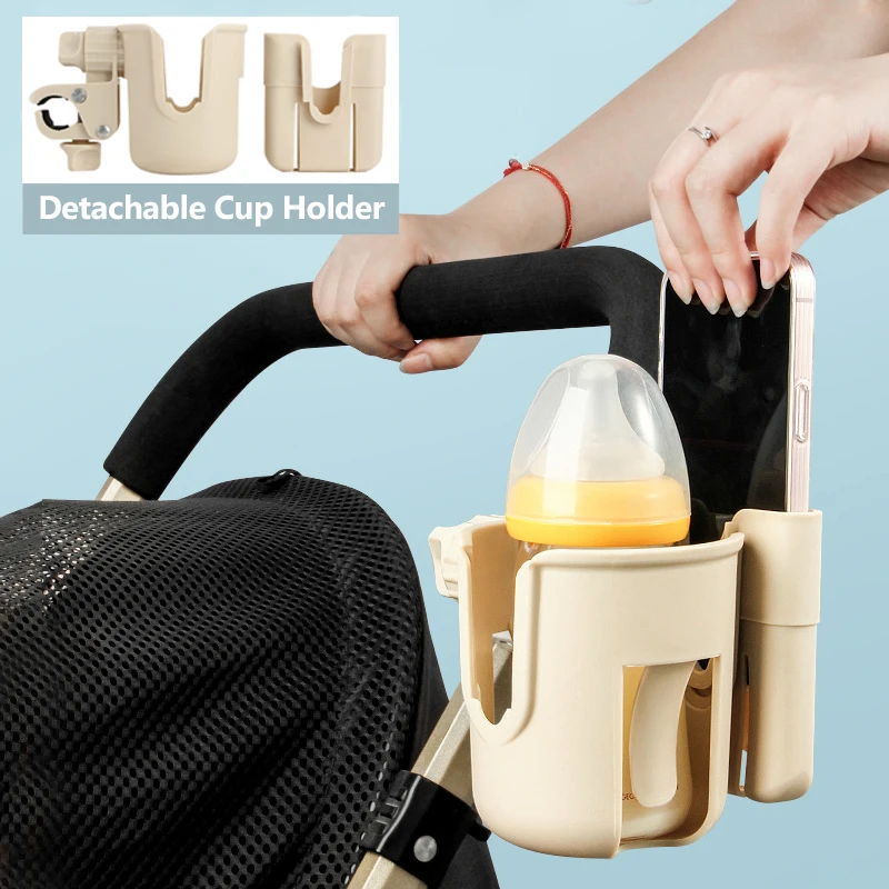 Baby Stroller Mobile Phone Holder Pushcart Water Cup Holder 2-in-1 Baby Bottle Beverage Cup Holder Accessories Universal Stand