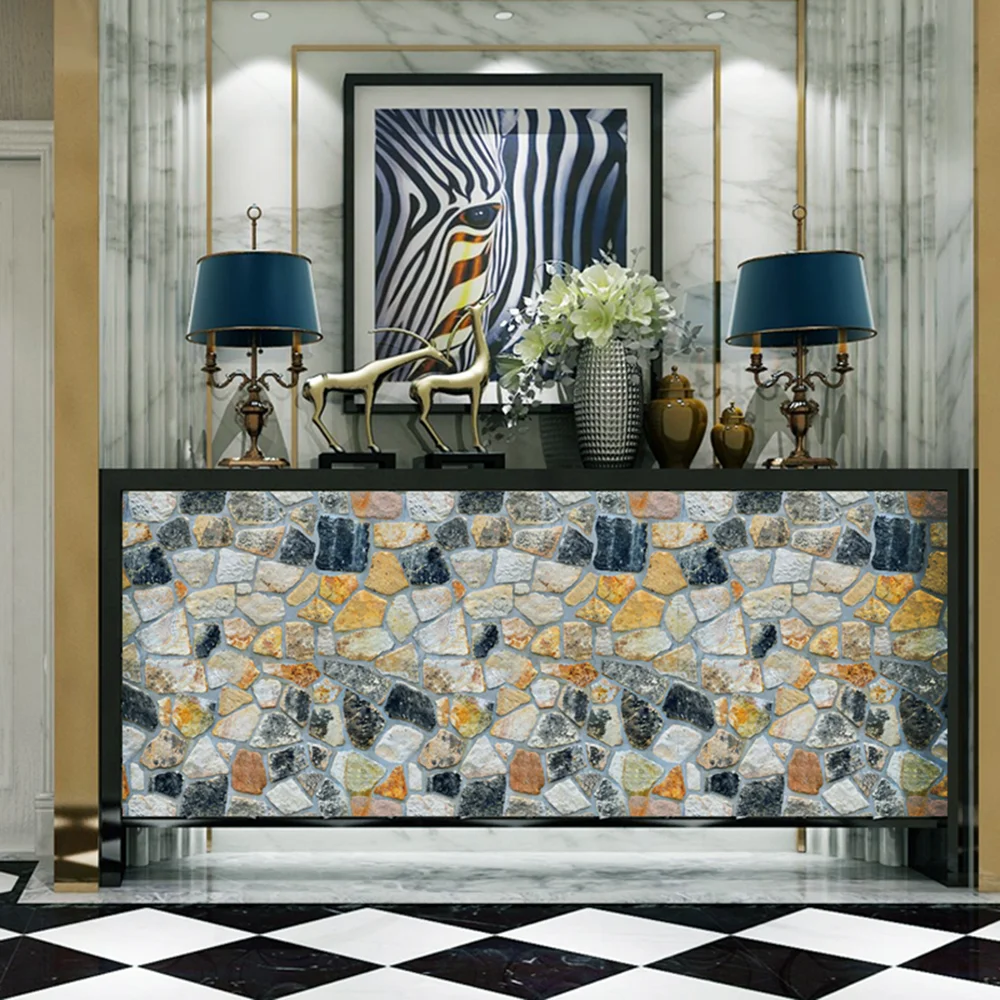 

Wokhome Vinyl 3d Wall Sticker Stone Peel and Stick Wall Papers Self Adhesive Wallpaper for Furniture Contact Paper Home Decor